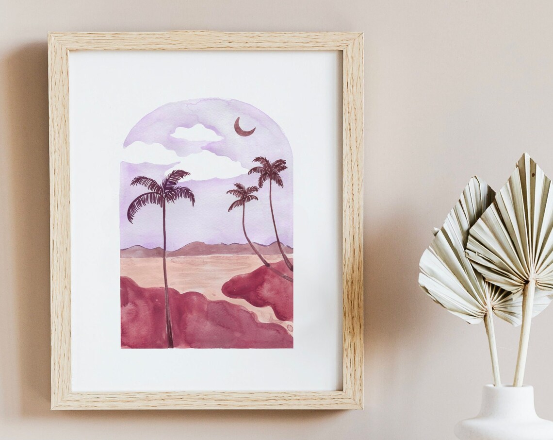 Tropical Arch Print, Purple Aesthetic Bedroom Decor