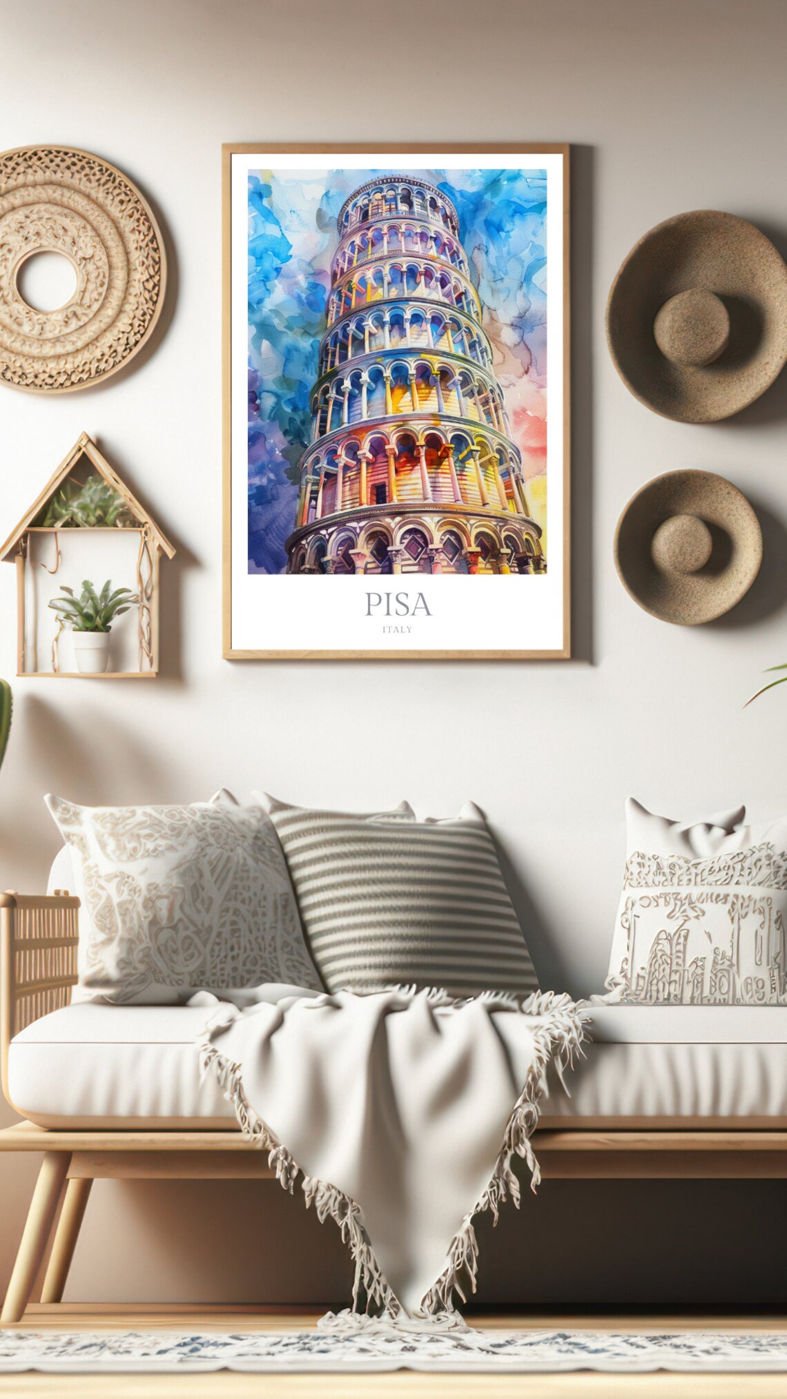 Pisa Italy Watercolor Travel Poster, Europe Wall Art - Image 2