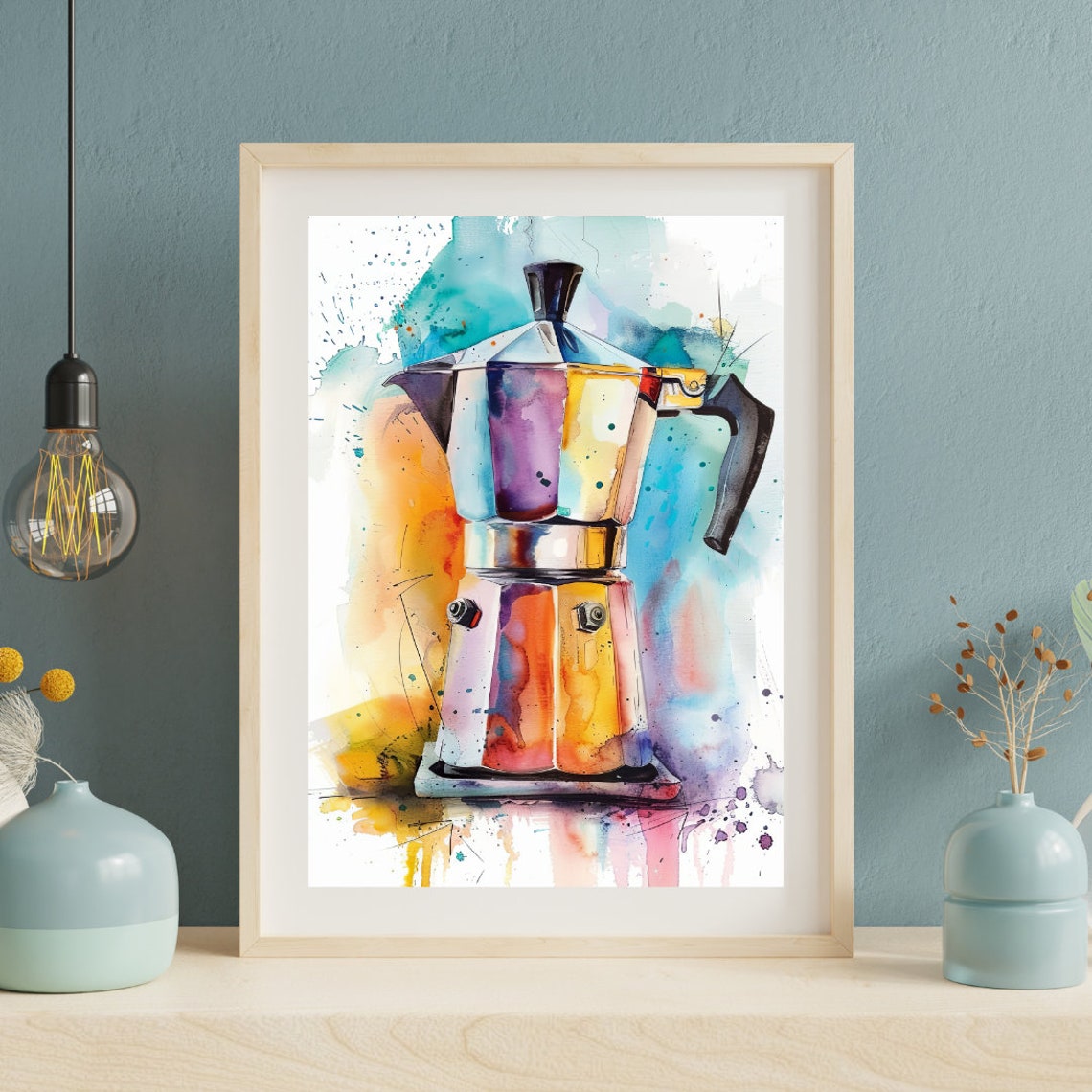 Moka Pot Watercolor Painting Coffee Home Decor Art Print - Image 2