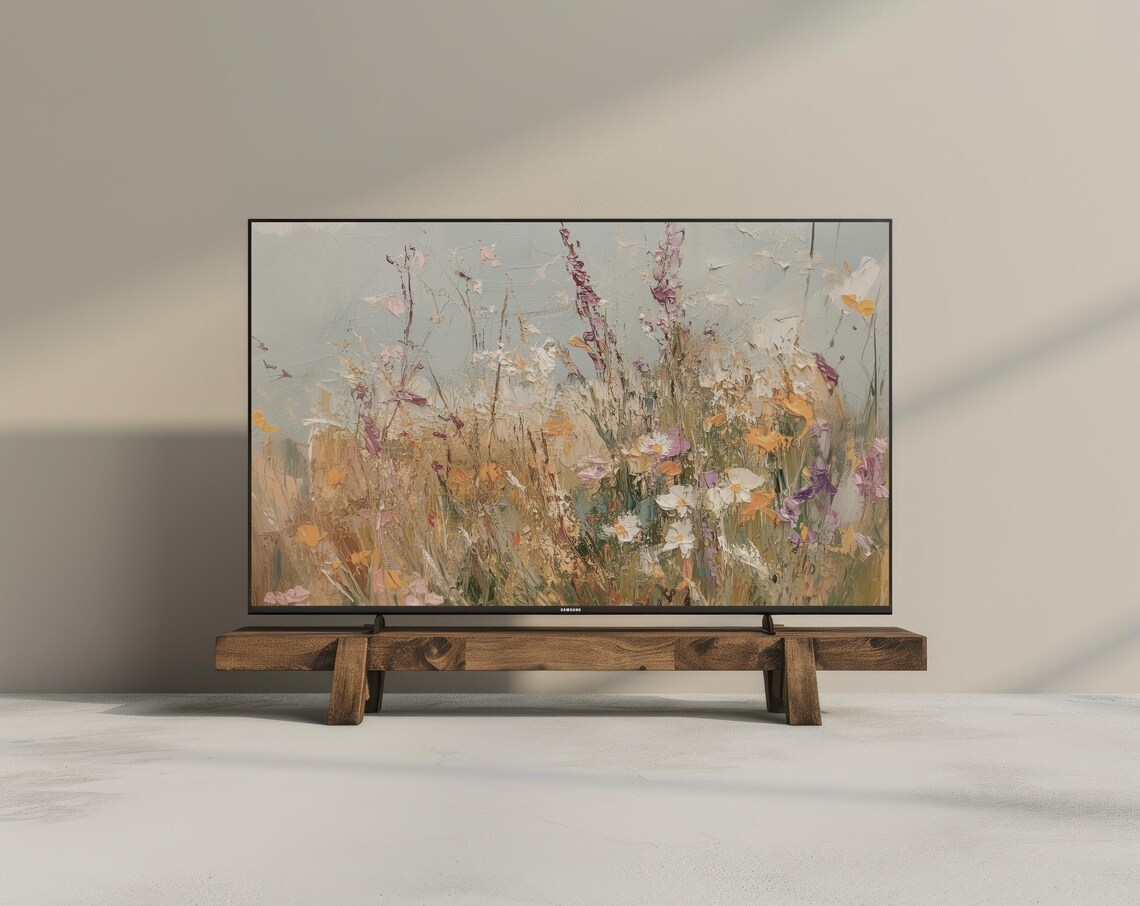 Rustic Wildflower Meadow Vintage Oil Painting Floral Wall Poster - Image 2