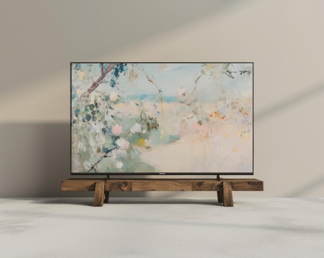 Neutral Abstract Floral Pastel Painting Frame TV Art Digital Poster