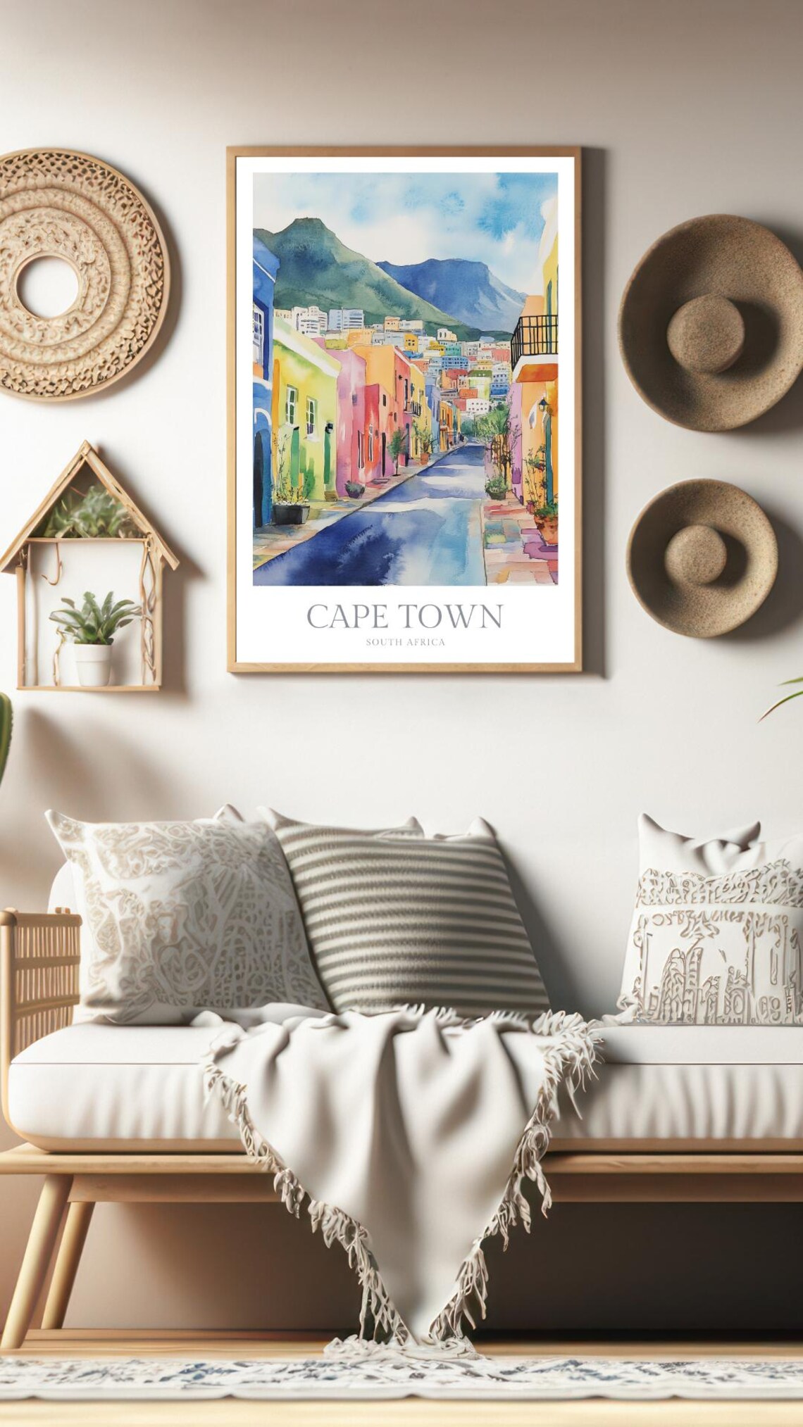 Cape Town South Africa Colorful Bo Kaap Street Watercolor Poster - Image 2