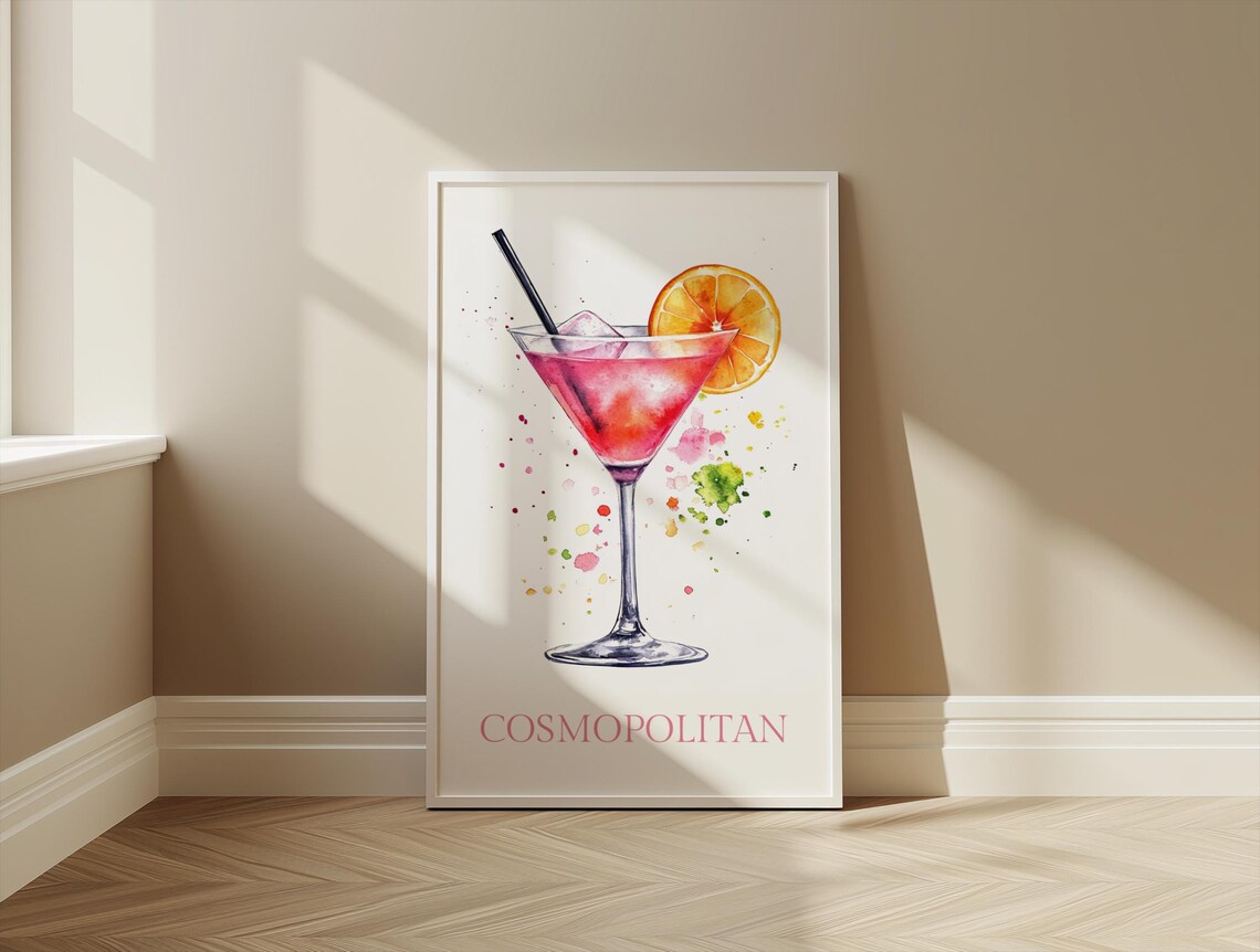 Cosmopolitan Watercolor Cocktail Poster Print - Image 3