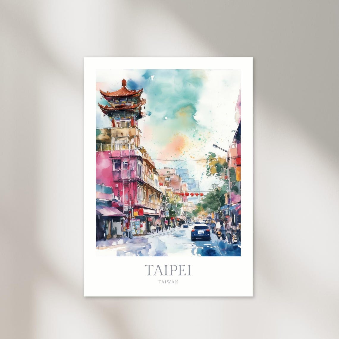 Taipei City Print Watercolor Poster Taipei Wall Art Home Decor Print Taiwan Poster Print Taiwan Travel Art Print