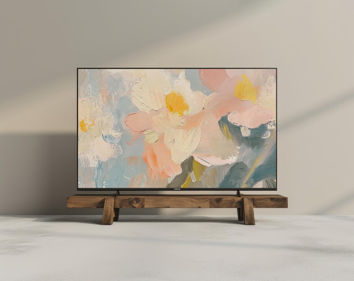 Soft Pastel Abstract Floral Painting Frame TV Digital Wall Poster