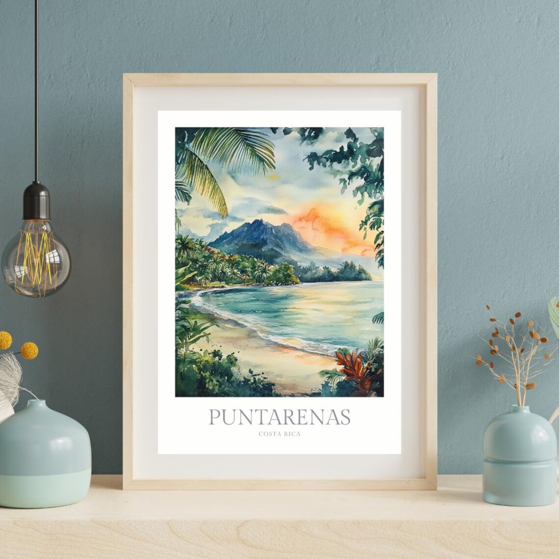 Puntarenas Costa Rica Watercolor Poster Wall Art Home Decor Puntarenas Province Poster Costa Rica Art - Image 2