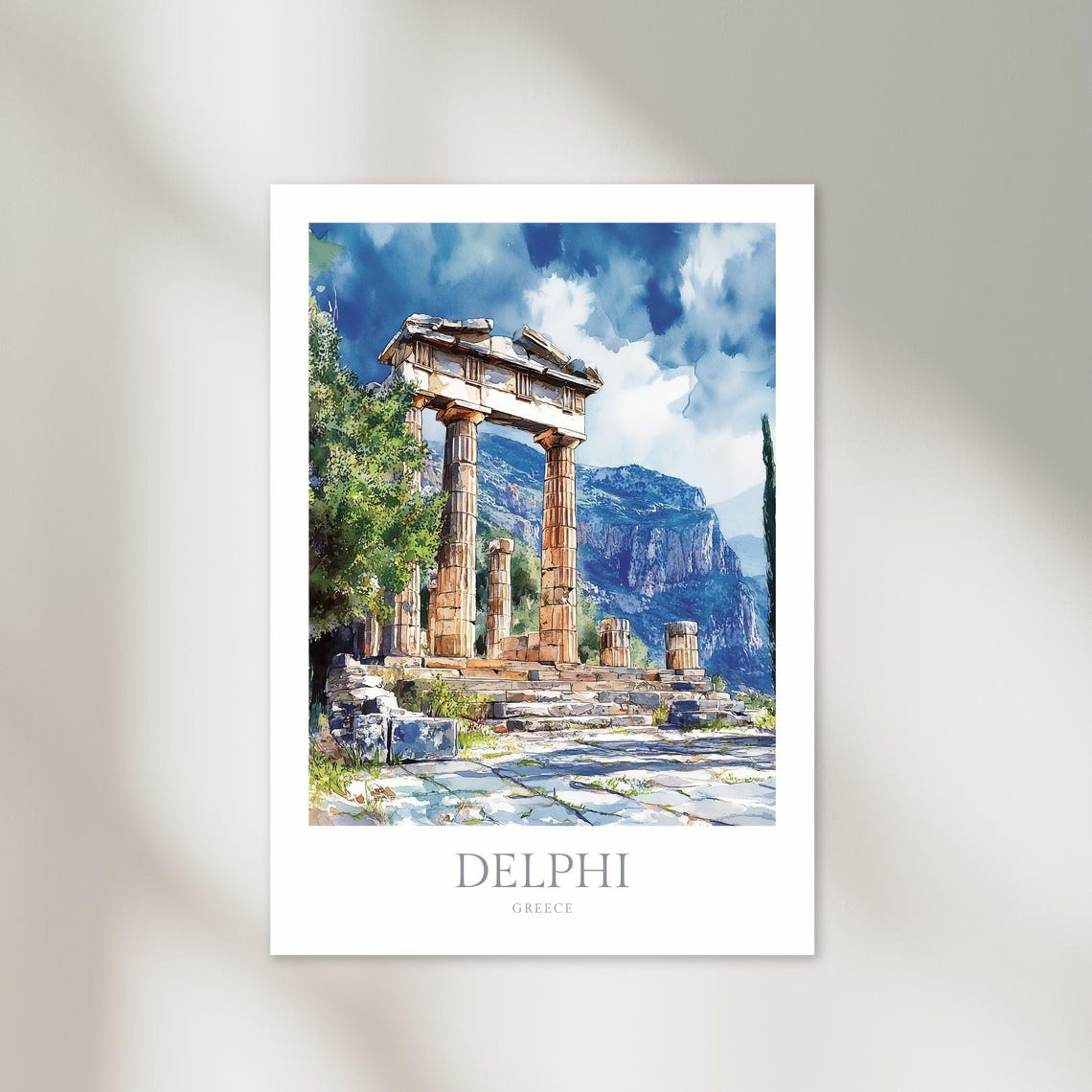Delphi Greece Watercolor Travel Poster