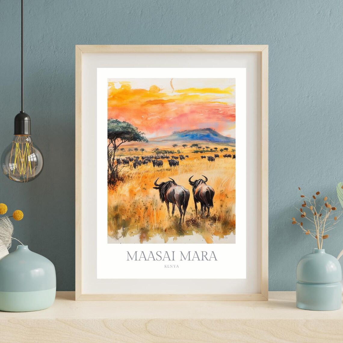 Maasai Mara Kenya Watercolor Travel Poster - Image 2