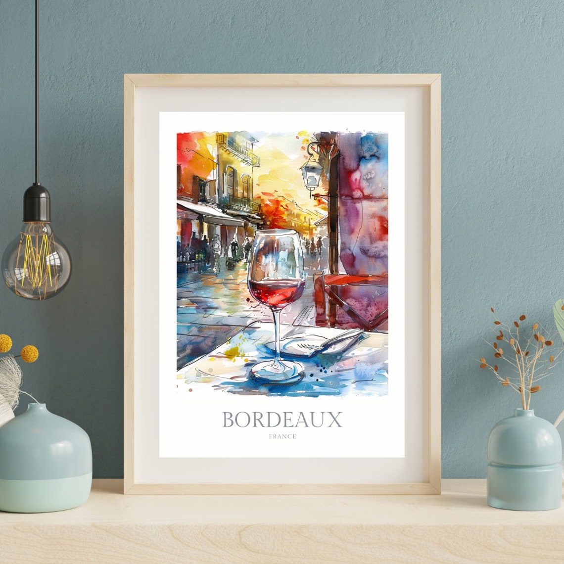 Bordeaux France Watercolor Poster Bordeaux Wall Art Home Decor France Print French Wine Wall Art Print - Image 2
