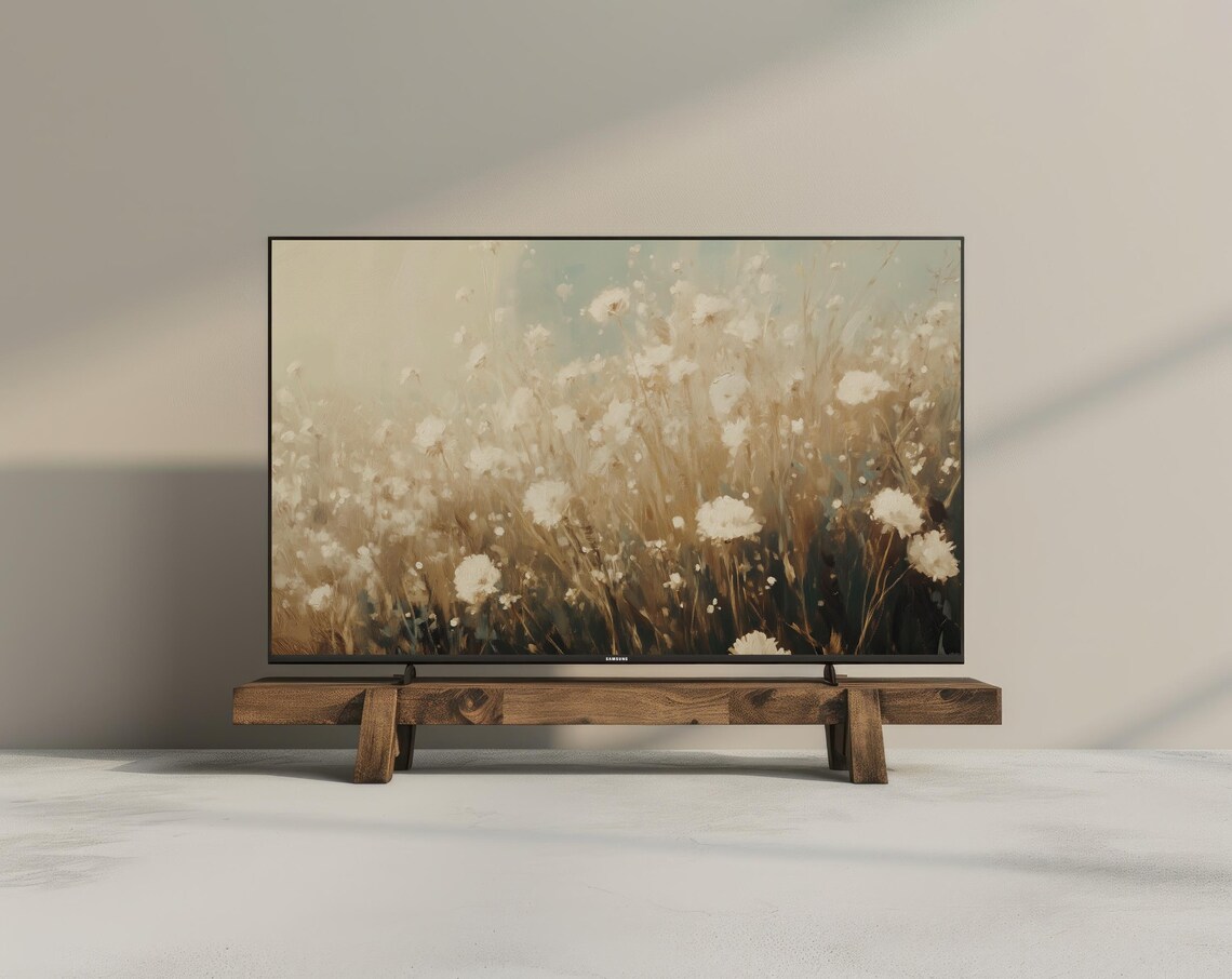 White Wildflowers Golden Field Dreamy Vintage Floral Painting Poster - Image 3