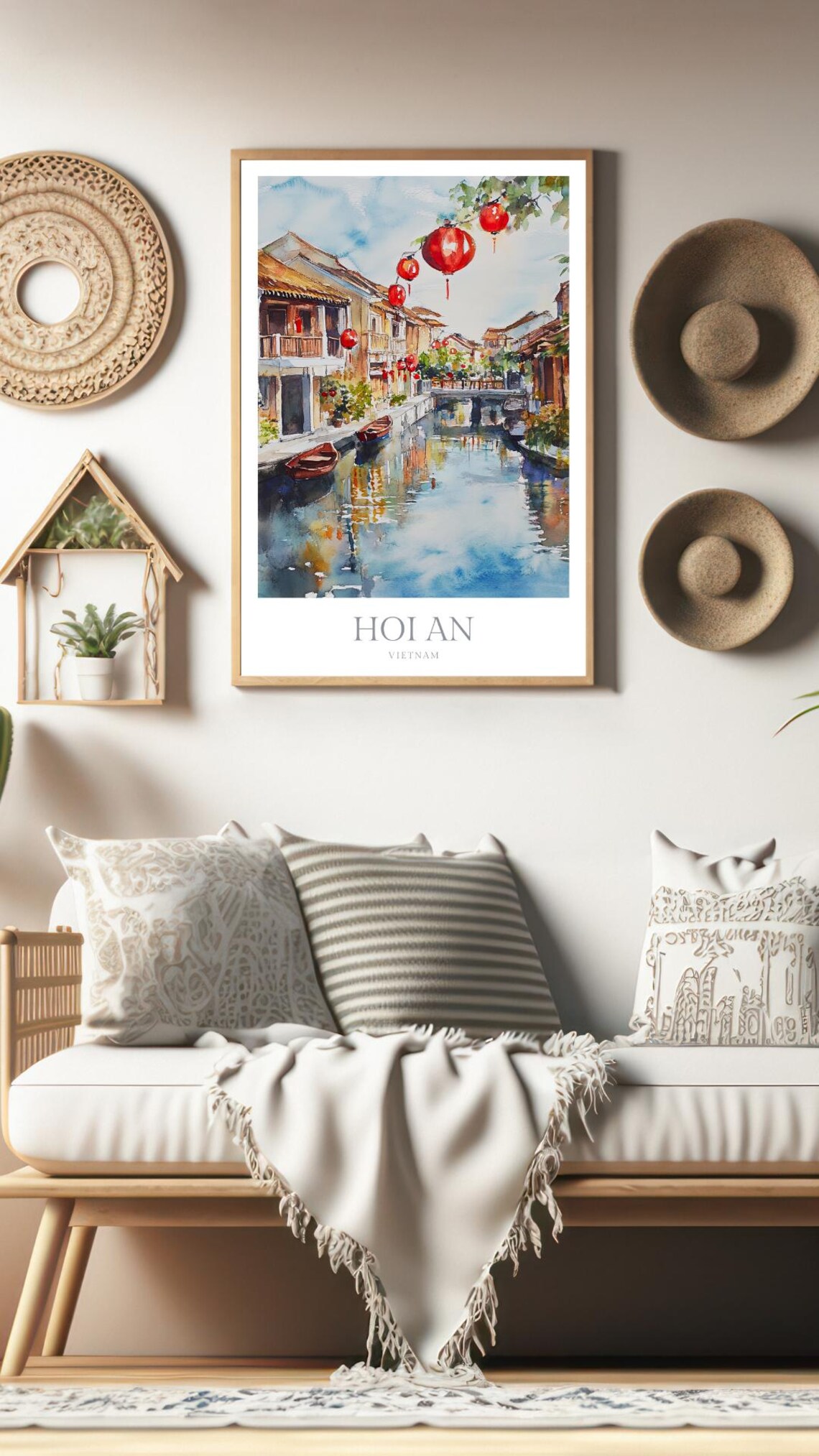 Hoi An Vietnam Watercolor Travel Poster Print - Image 2