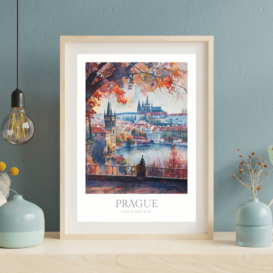 Prague Watercolor Poster, Czech Republic Travel Poster - Image 2