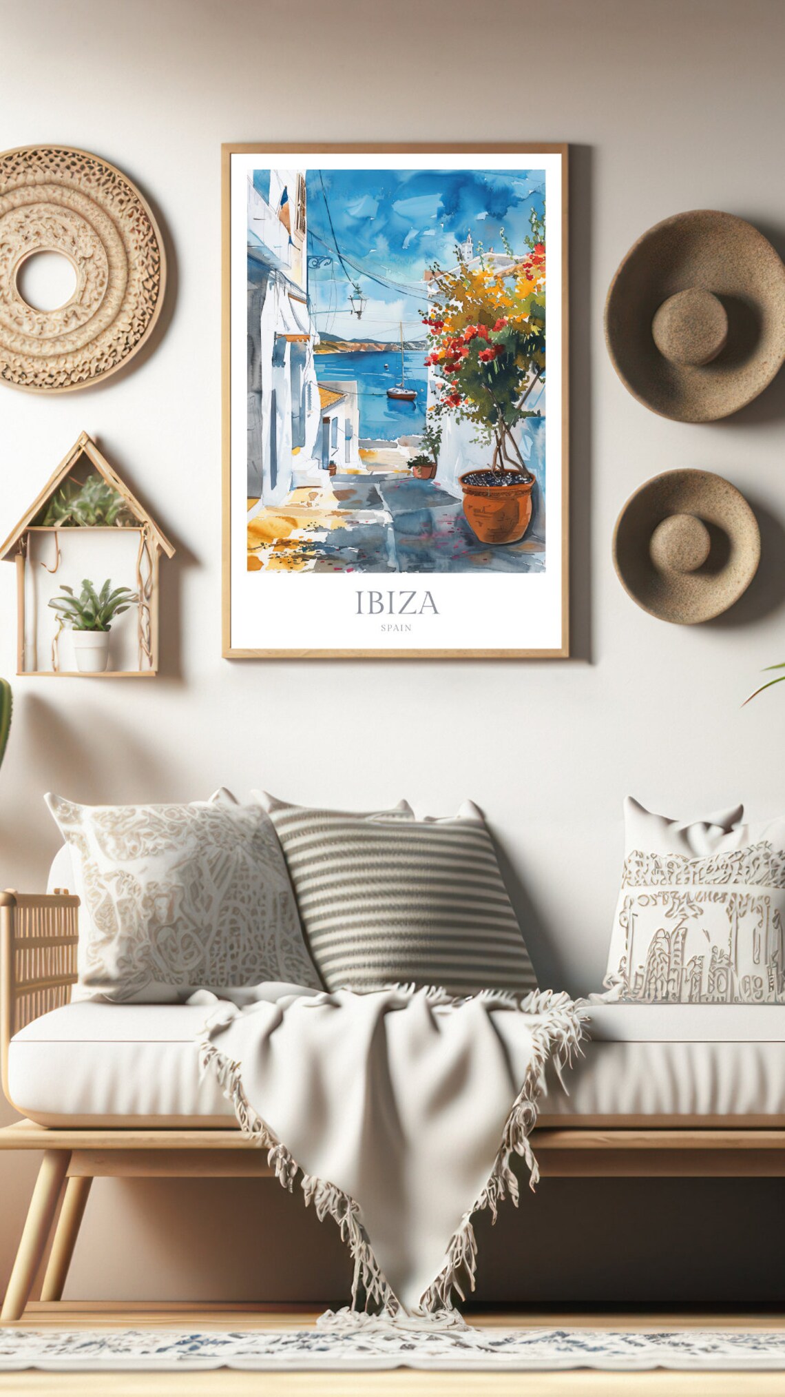 Ibiza Spain Watercolor Travel Poster, Home Decor - Image 2