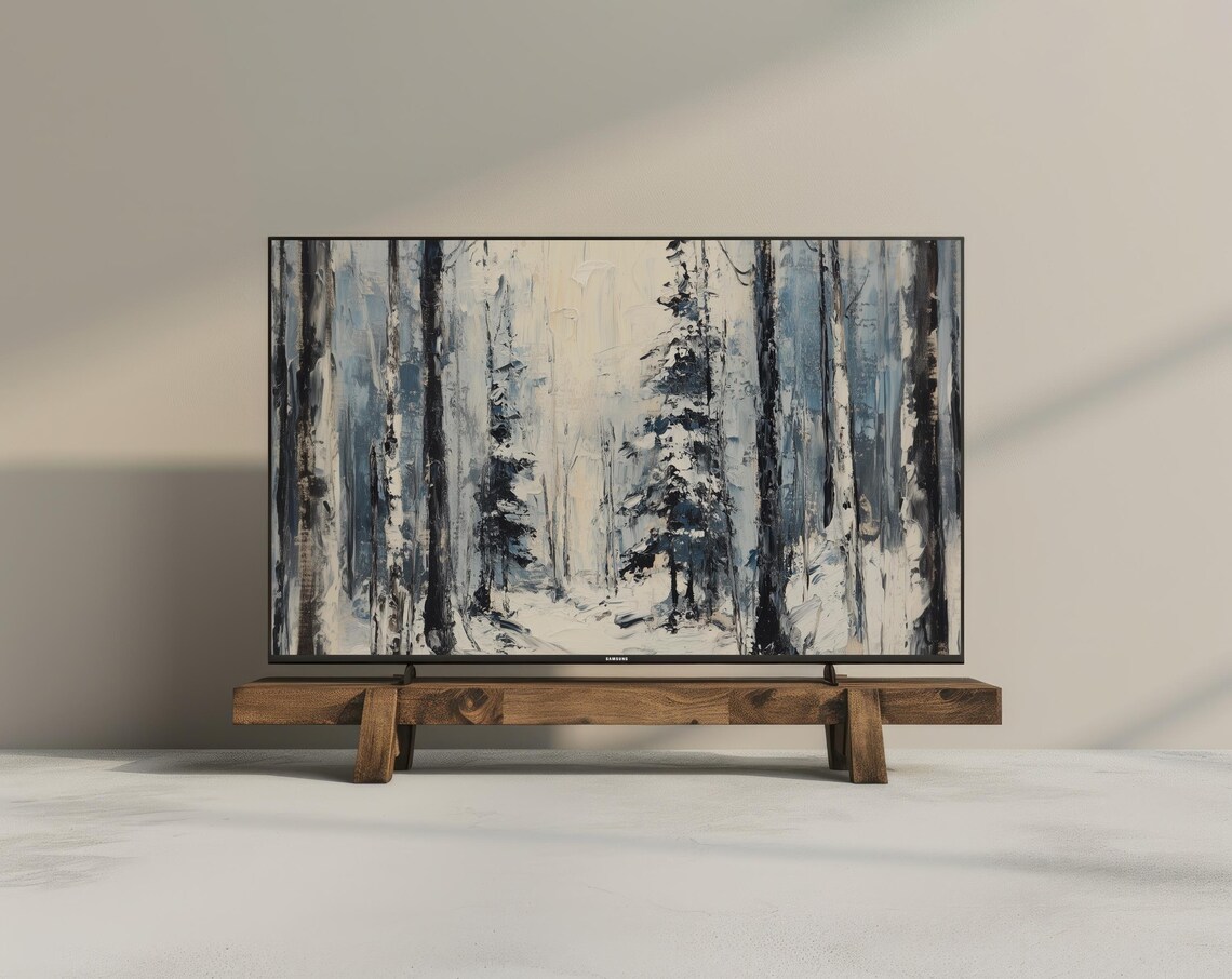 Winter Forest Vintage Frame Tv Art For Frame Tv Vintage Oil Painting Instant Frame Tv Art Winter Landscape Painting Tv Art - Image 2