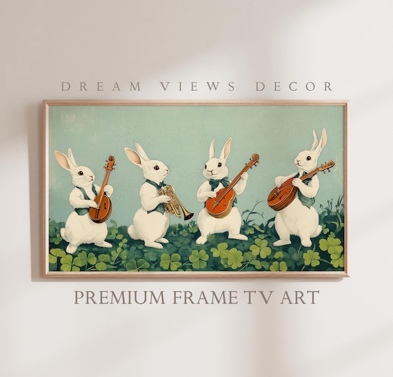 Easter Frame Tv Art Vintage Easter Card Bunny Moody Easter Decor Rabbits Spring Frame Tv Art Antique Vintage Decor