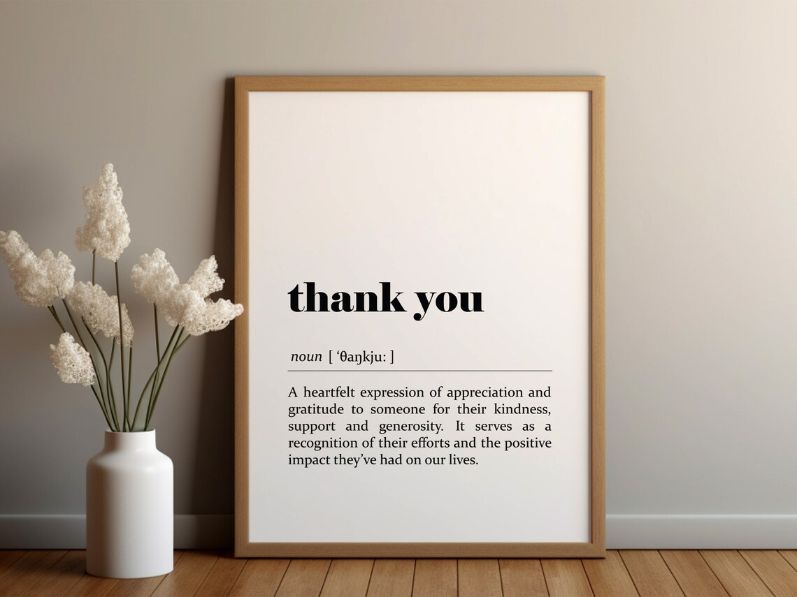 Thank You Definition Typography Art Print