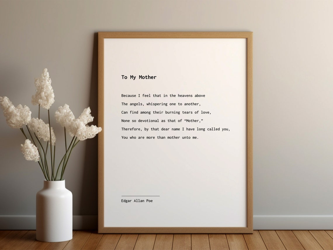 Edgar Allan Poe To My Mother Poem Minimalist Typography Poster