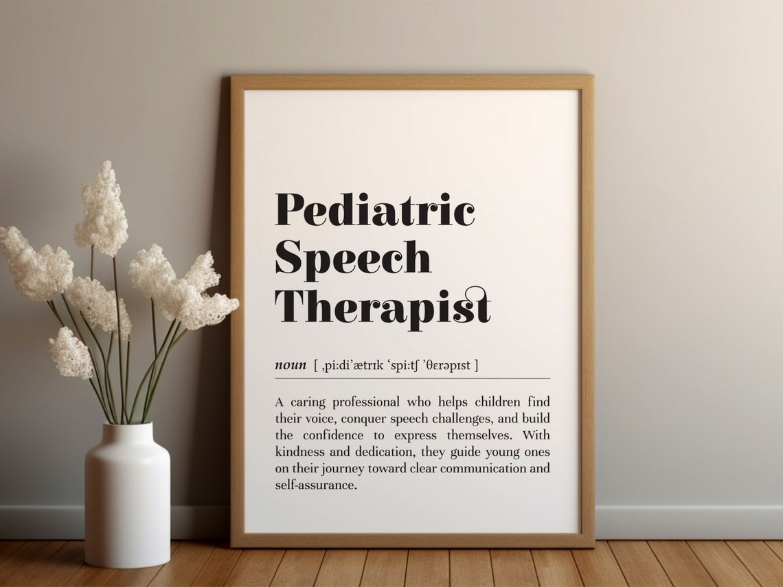 Pediatric Speech Therapist Definition Dictionary SLP Gift Poster