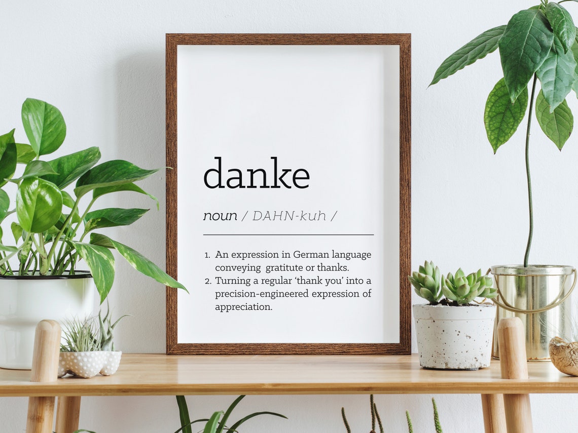 Danke German Thank You Word Definition Minimalist Typography Poster