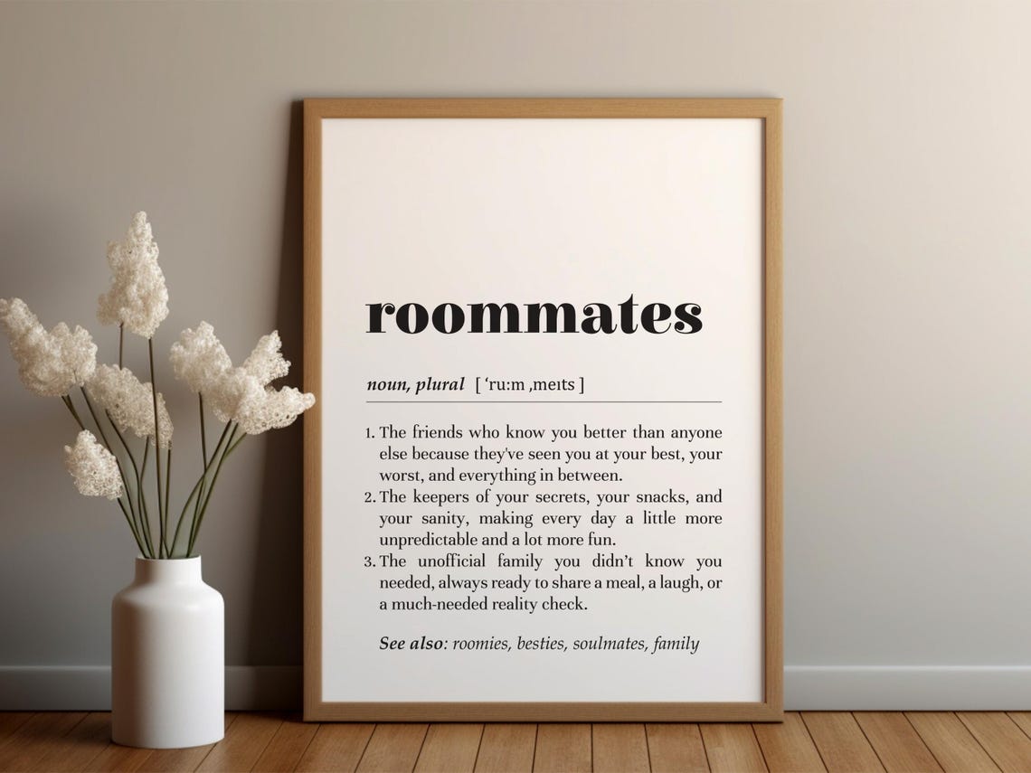 Roommates Definition Funny Besties College Dorm Apartment Gift Poster