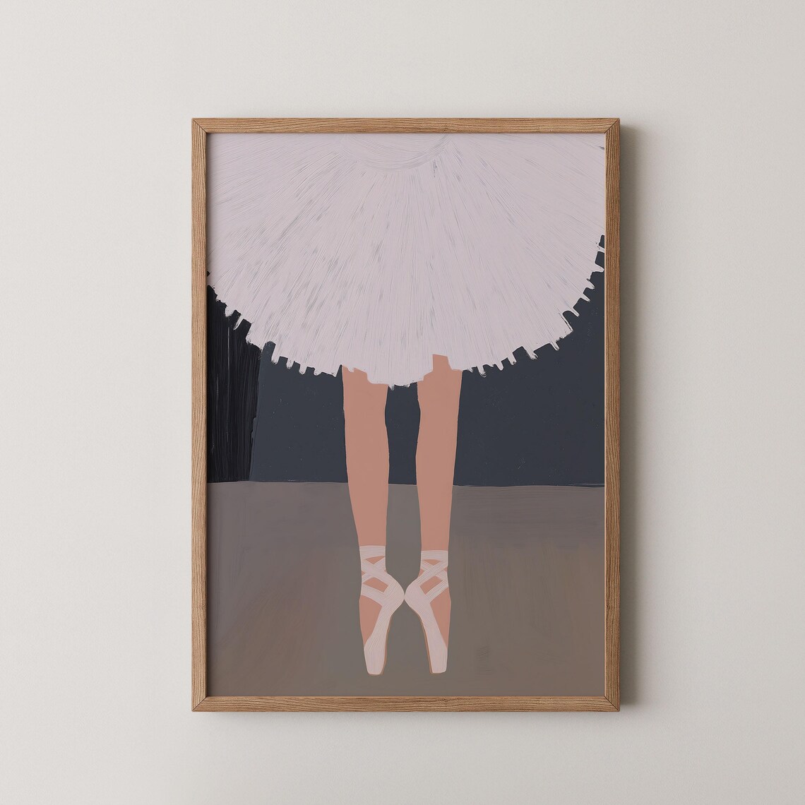 Ballerina Tutu Pointe Shoes Back View Dance Illustration Moody Black Poster