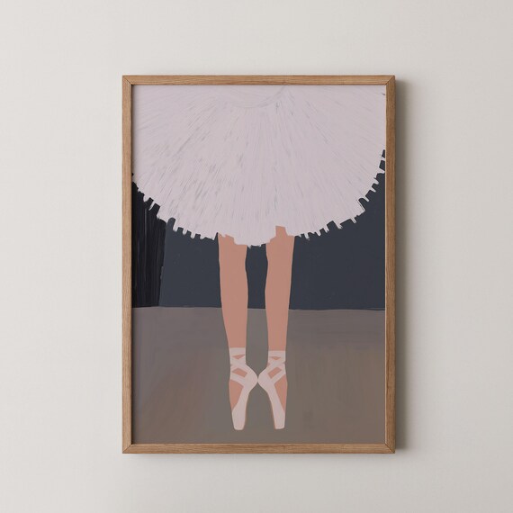 Tiny Ballerina Dancing Print Minimalist Ballet Dancer Art Gift For Purple Little Girl Room Decor