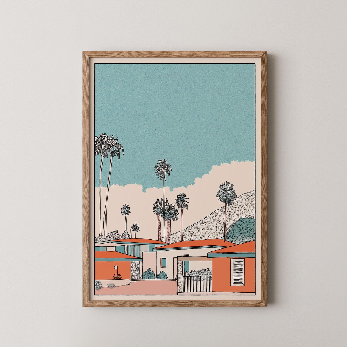 Palm Springs Mid Century Modern Homes Desert Retro Art Poster