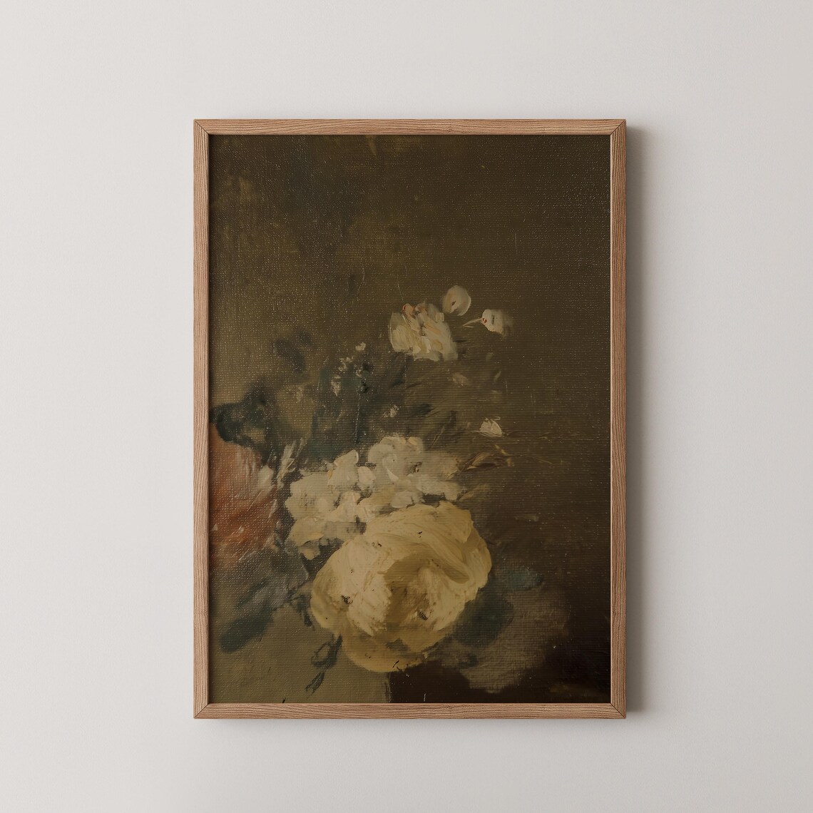 Dark Green Abstract Art Print Moody Minimalist Texture Oil Painting Wall