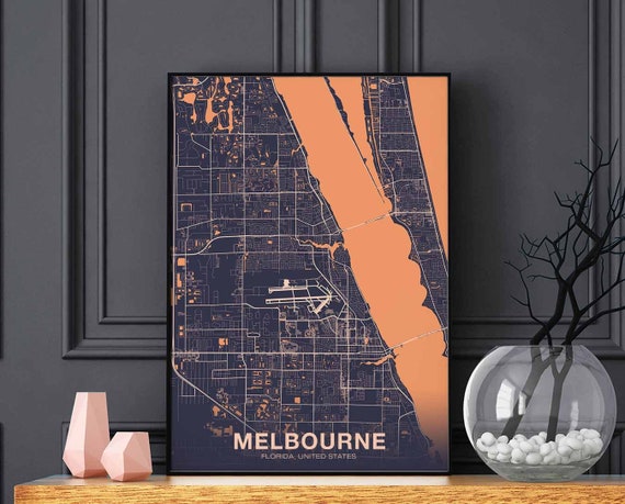 Melbourne Florida Fl Usa Poster Color Hometown City Print Modern Home Decor Office Decoration Wall Art Dorm Bedroom Gift