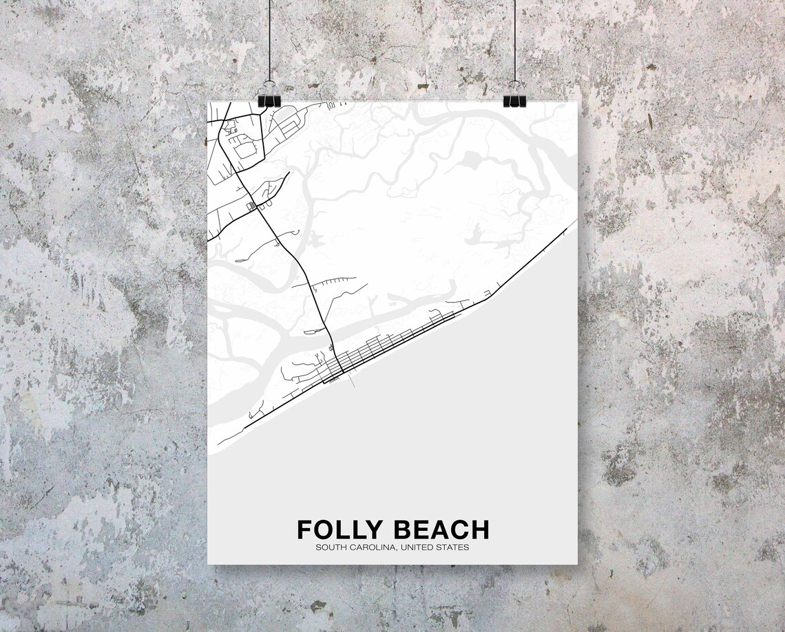 Folly Beach South Carolina Map Poster