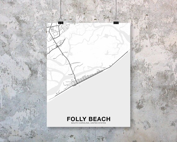 Folly Beach South Carolina Map Poster