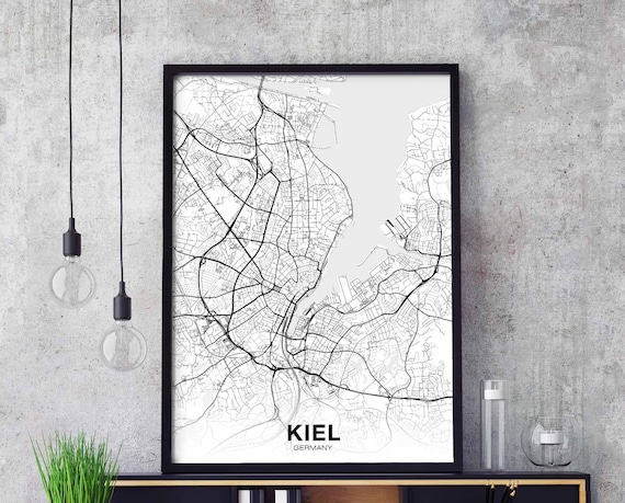 Kiel Germany Map Poster Hometown City Print Modern Home Decor Office Decoration Wall Art Dorm Bedroom Gift