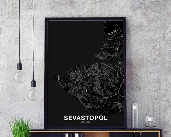 Sevastopol Ukraine Map Poster Black White Hometown City Print Modern Home Decor Office Decoration Wall Art Dorm Bedroom Gift