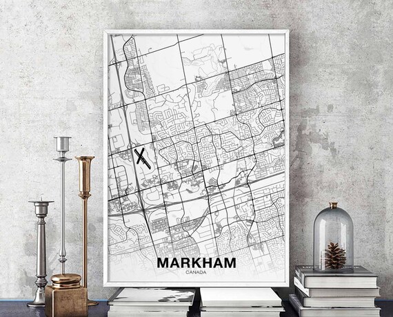 Markham Canada Map Poster Hometown City Print Modern Home Decor Office Decoration Wall Art Dorm Bedroom Gift