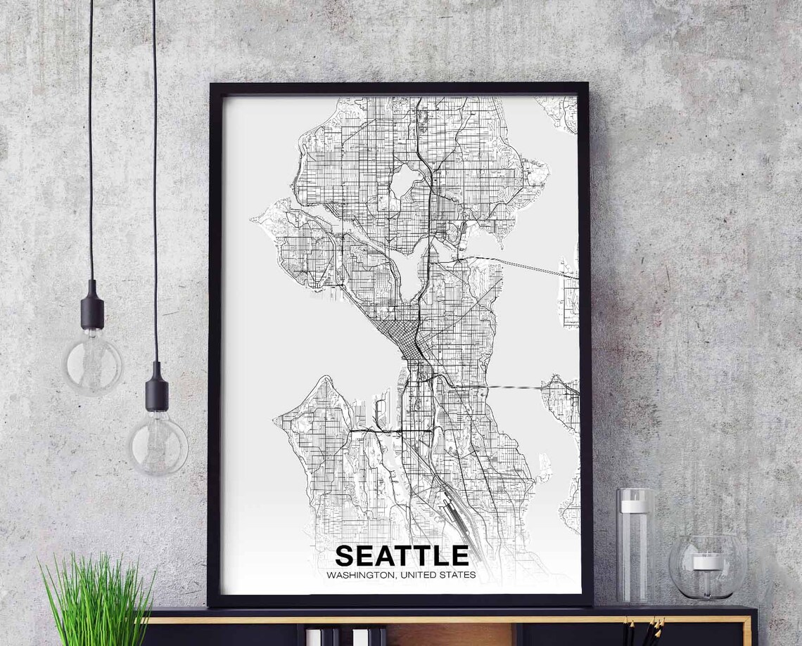 Seattle Washington USA Map Poster