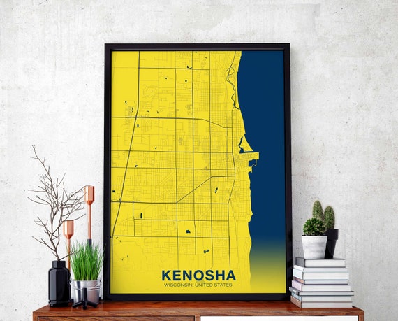 Kenosha Wisconsin Wi Usa Poster Color Hometown City Print Modern Home Decor Office Decoration Wall Art Dorm Bedroom Gift