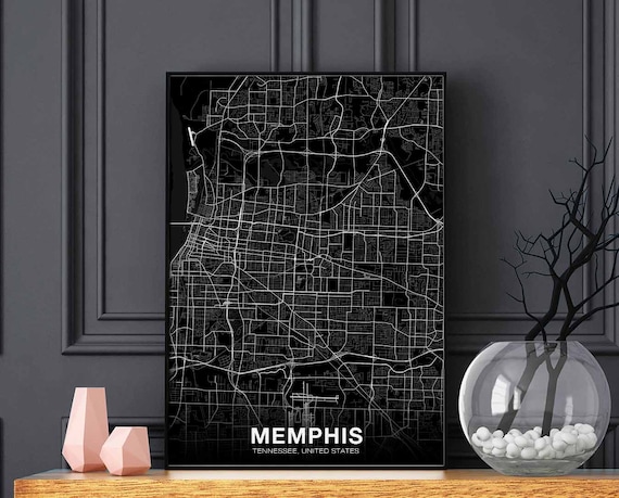 Memphis Tennessee Tn Usa Map Poster Black White Hometown City Print Modern Home Decor Office Decoration Wall Art Dorm Bedroom Gift