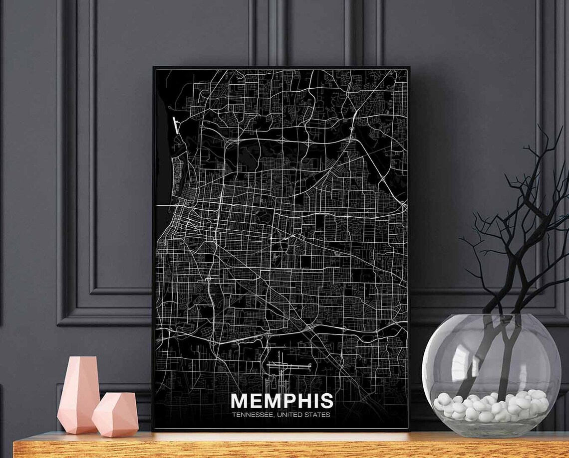 Memphis Tennessee United States Black Minimalist City Map Poster