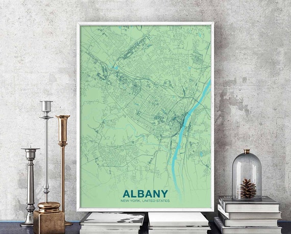 Albany New York Ny Usa Poster Color Hometown City Print Modern Home Decor Office Decoration Wall Art Dorm Bedroom Gift