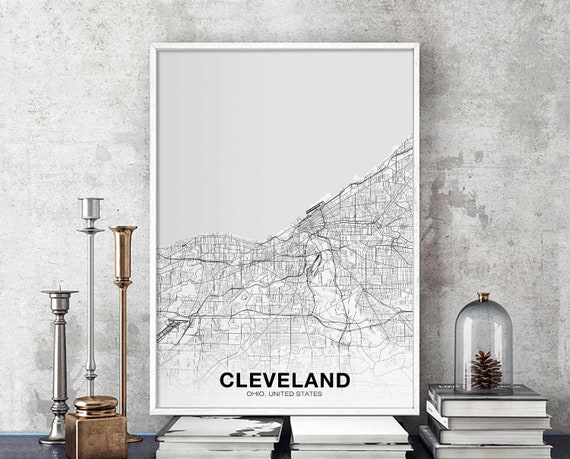 Cleveland, Ohio USA Map Poster, Modern City Print