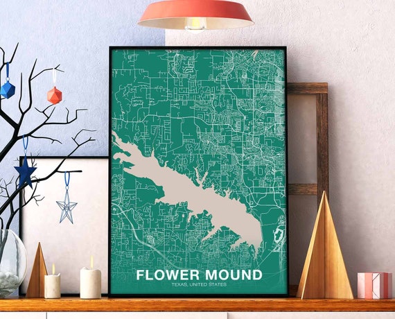 Flower Mound Texas Tx Usa Poster Color Hometown City Print Modern Home Decor Office Decoration Wall Art Dorm Bedroom Gift