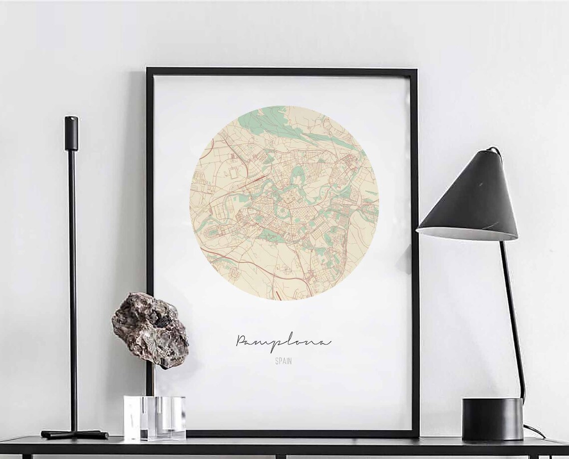 Pamplona Spain Map Poster, Modern Nordic Travel