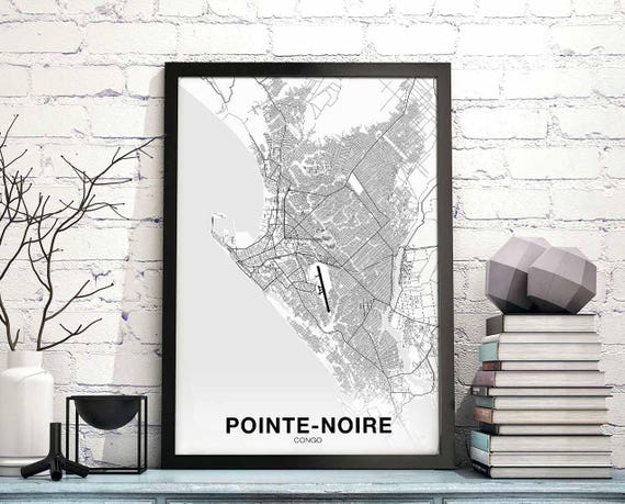 Pointenoire Congo Map Poster, Modern Travel Print