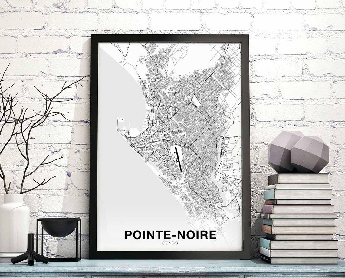 Pointenoire Congo Map Poster, Modern Travel Print