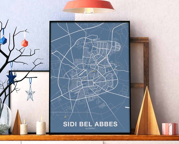 Sidi Bel Abbes Algeria Poster Color Hometown City Print Modern Home Decor Office Decoration Wall Art Dorm Bedroom Gift