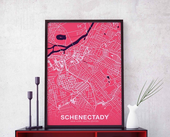 Schenectady New York Ny Usa Poster Color Hometown City Print Modern Home Decor Office Decoration Wall Art Dorm Bedroom Gift
