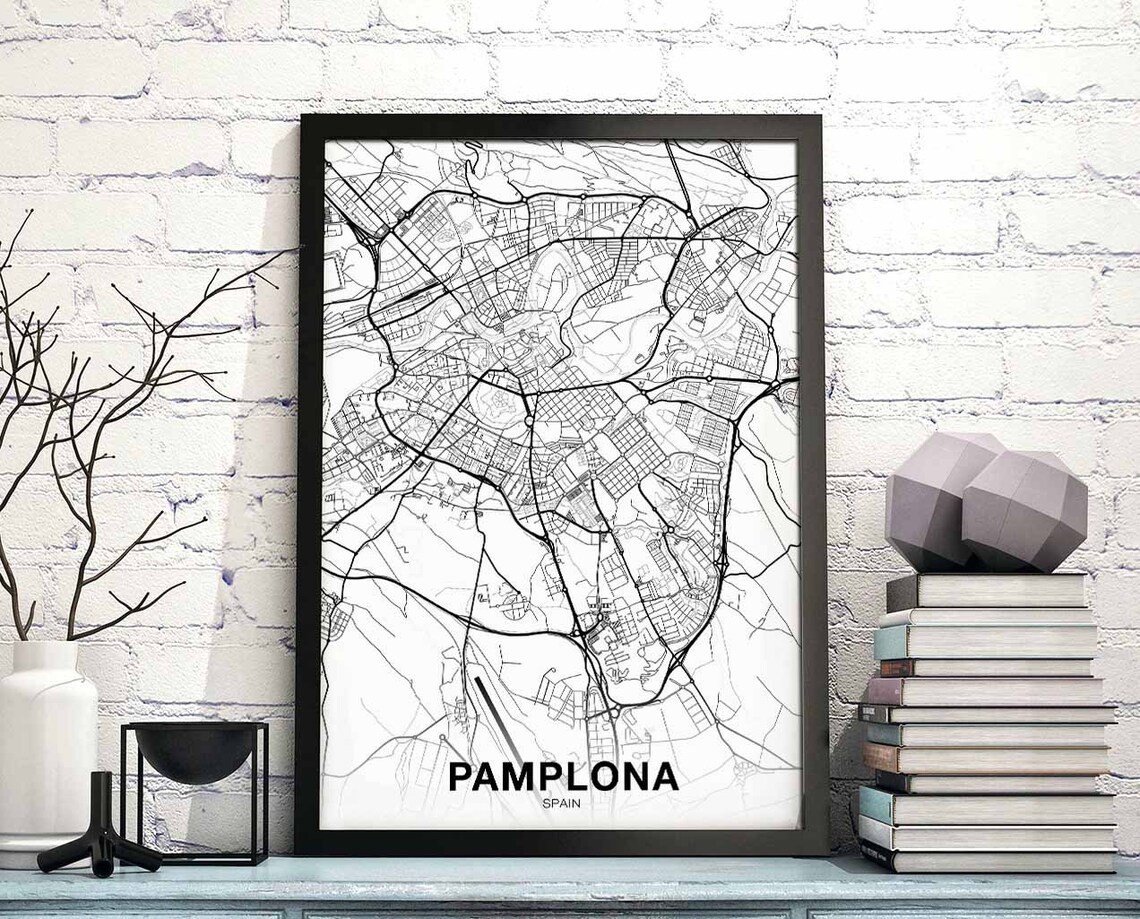 Pamplona Spain Map Poster, Modern Home Decor