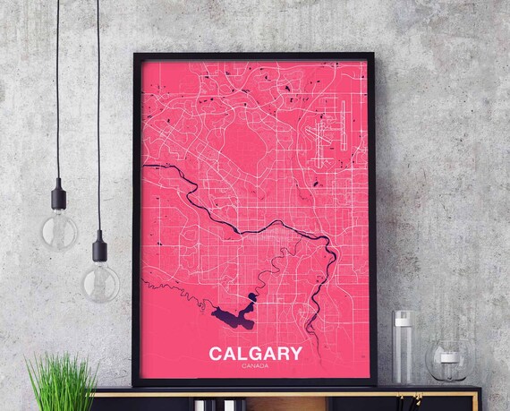 Calgary Canada Map Poster Color Hometown City Print Modern Home Decor Office Decoration Wall Art Dorm Bedroom Gift
