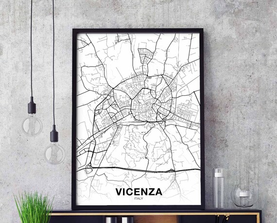 Vicenza Italy Map Poster Hometown City Print Modern Home Decor Office Decoration Wall Art Dorm Bedroom Gift