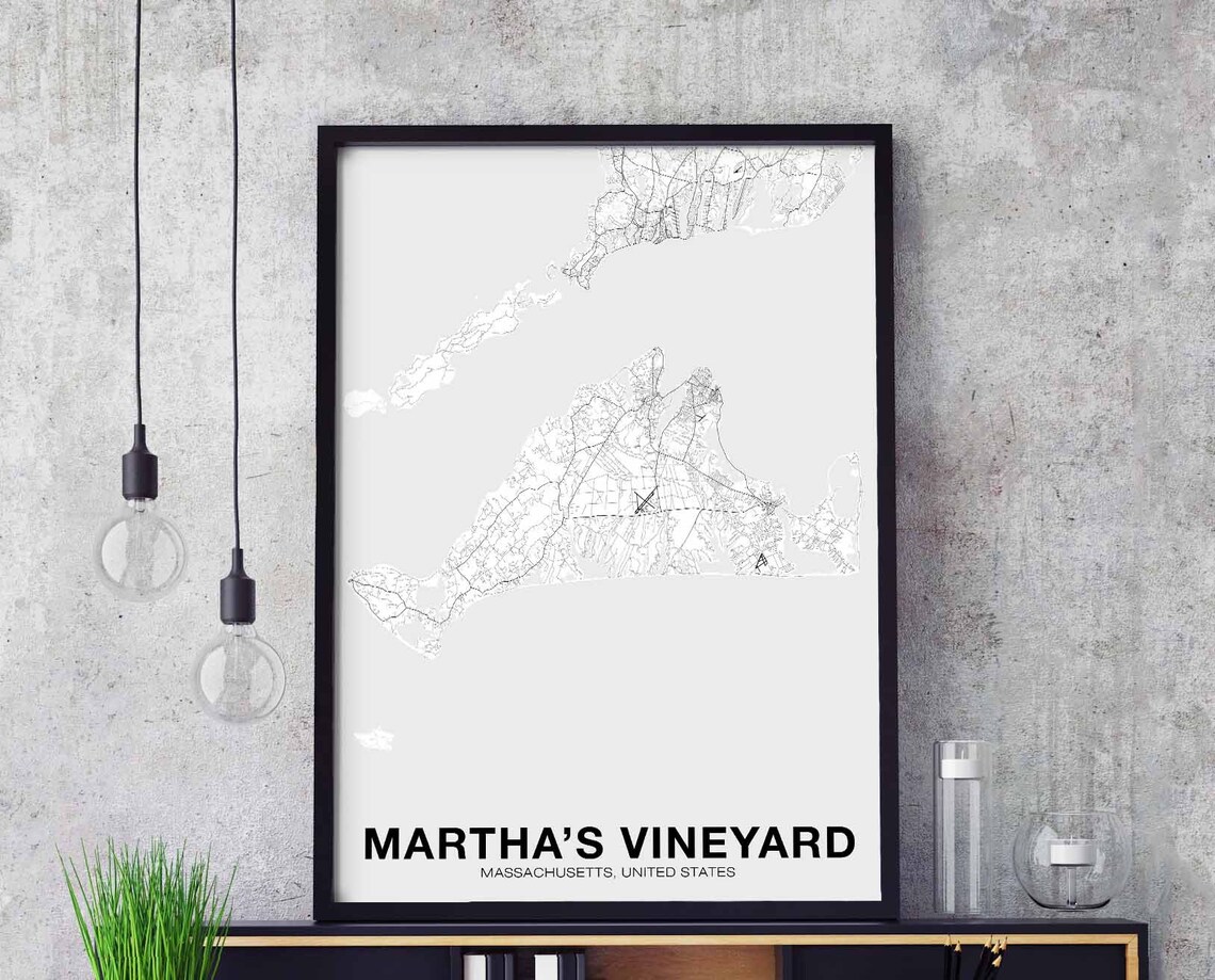 Marthas Vineyard Massachusetts Map Poster, Hometown